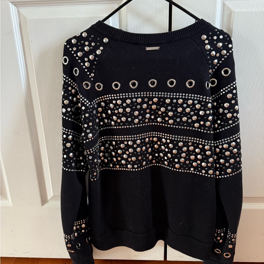 Michael Kors Black Studded Crew Neck Sweater